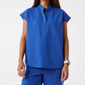 Womens FIGS Rafaela Oversized Scrub Top, Blue, Size S, EUC!